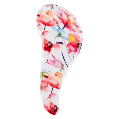 Tangle Free Coral Floral Hair Brush, Flower Pink/Blue