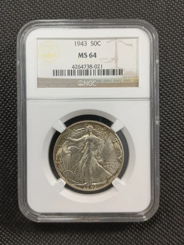 💥 1943 Walking Liberty SILVER Half Dollar 50c 💥 NGC MS64 💥 NICE COIN! 💥