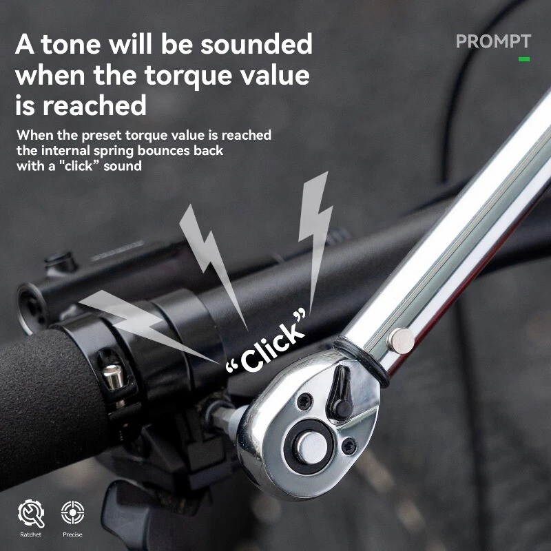 ROCKBROS Llave dinamométrica 1/4" Drive Click 2-24Nm, juego de llaves dinamométricas de doble dirección 72 dientes Foto 3 de 4