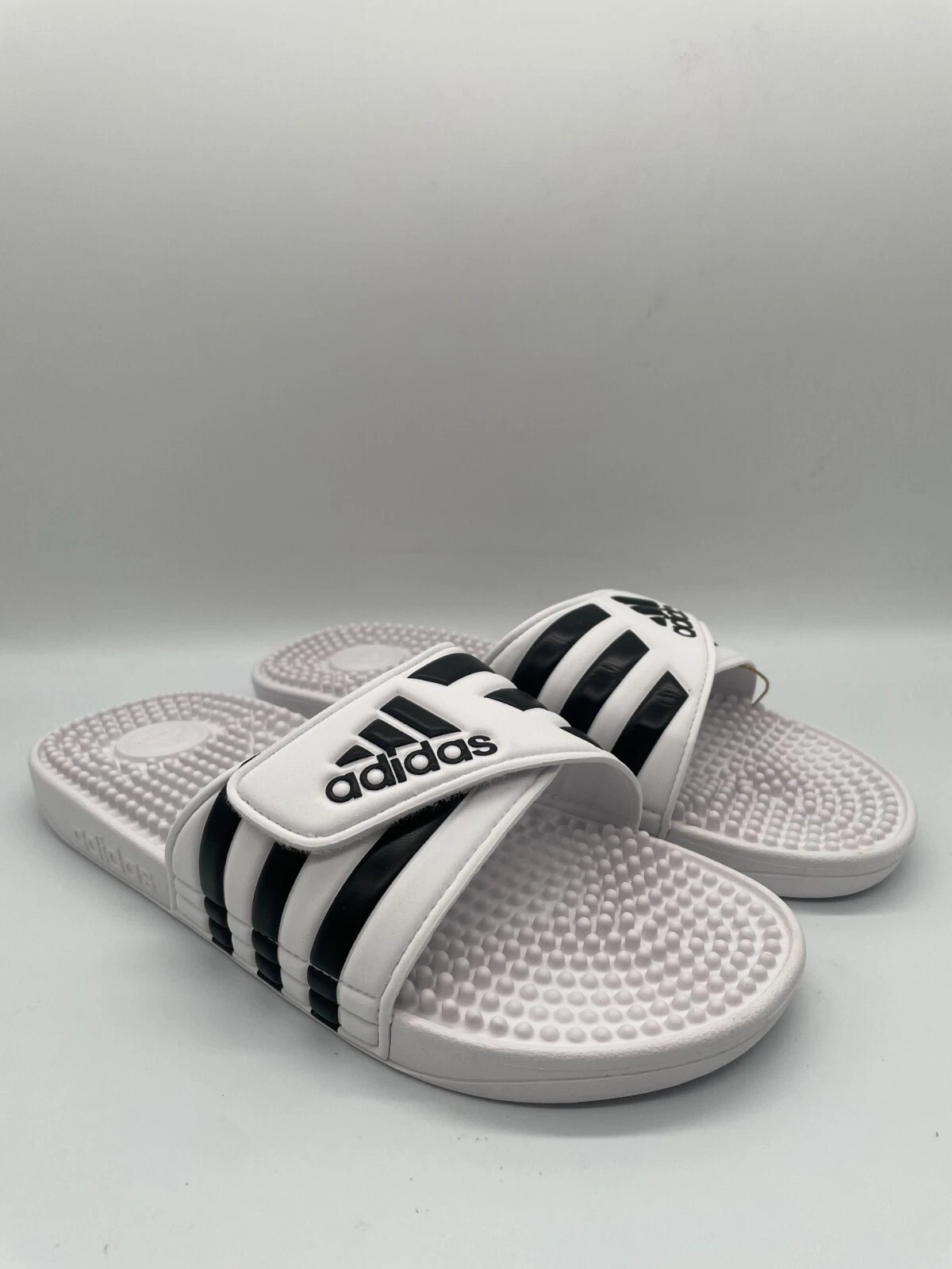 Adidas Adissage F35573 Unisex M6 W7 Sandali Slide Cloud Bianco Core Nero Slip On