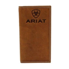 ARIAT Men's Smooth Brown Leather Rodeo Wallet Embossed Logo
