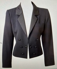 YSL Saint Laurent Rive Gauche Paris Neimans Black Short Tux Jacket 40 Vintage