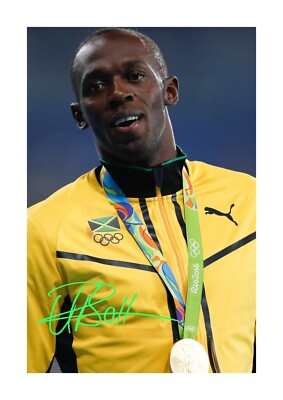 Usain Bolt 2 Sprinter repro autographed poster with choice of frame