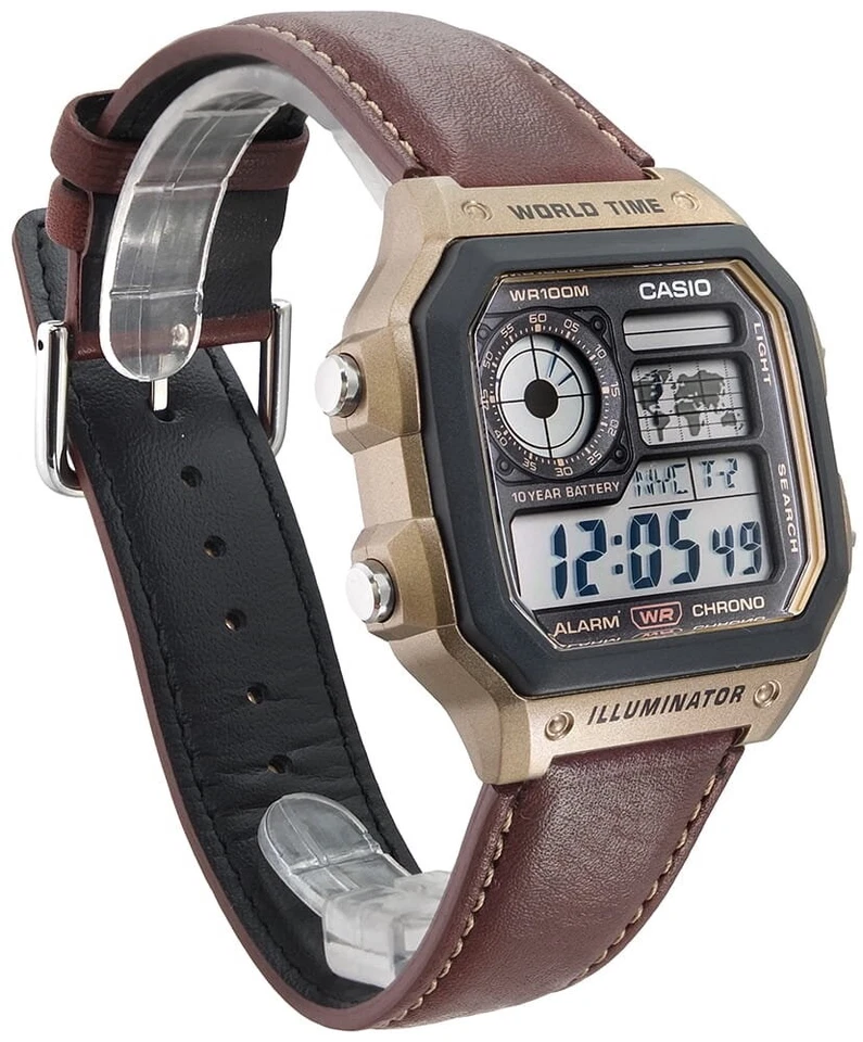 CASIO AE-1200WHL-5AVEF OROLOGIO UOMO QUADRATO DIGITALE MARRONE 42mm SOTTOCOSTO - Immagine 3 di 4