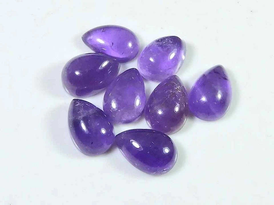 Lote de piedras preciosas sueltas 7X9, 8X10, 8X12, 9X12 mm pera amatista natural cabujón Foto 4 de 4