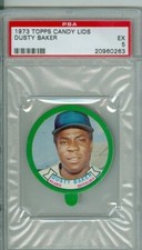 1973 topps Candy lids Dusty baker psa 5 Atlanta Braves