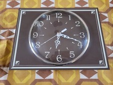 🕞🕟.... HORLOGE MURALE PENDULE QUARTZ VINTAGE JAZ MARRON CUISINE....🕠🕕