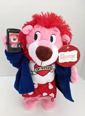 NWT Gemmy Animated Valentine Lion w Cell Phone Sings 'Want to Want Me'    VIDEO
