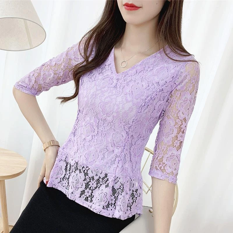 Abito da Festa Donna Elegante con Scollo a V, Pizzo * Paillettes, Chiffon a * Maniche Corte, Rifiniture a Volant, Linea A e Svasata