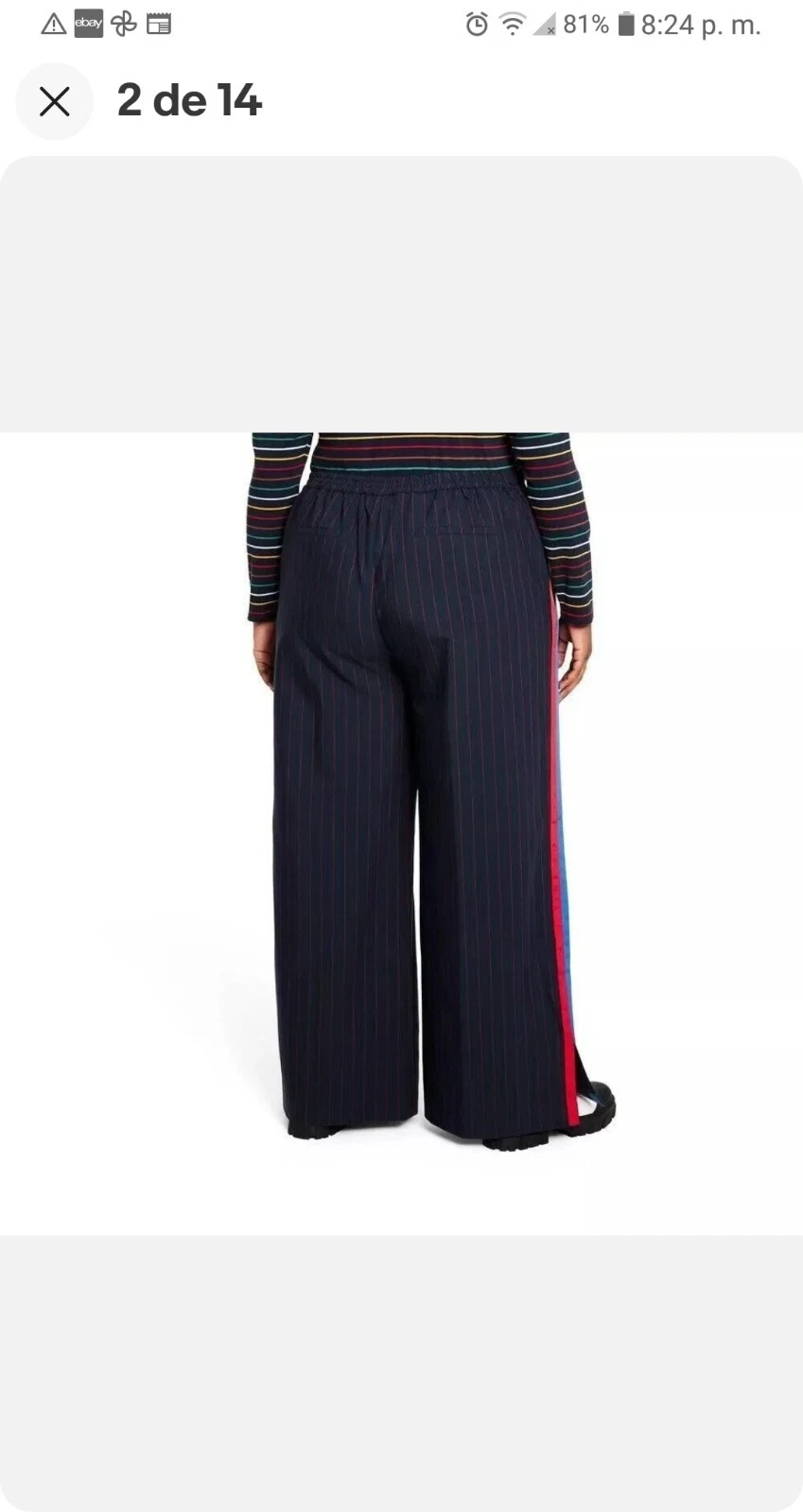 La Ligne x Target Plus SIZE 2X Side Stripe Wide Leg Trousers Navy Blue/Red