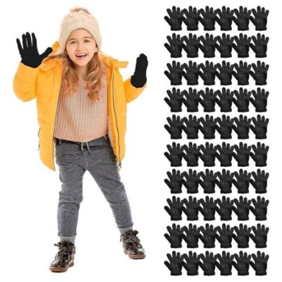 Yacht & Smith Of Kids Gloves & Mittens in Bulk, Winter Striped Children