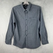 Vision Street Wear Button Down Shirt Mens Blue Long Sleeve Size 16.5 32/33