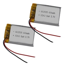 2pcs 3.7V 600 mAh 2.22Wh Li Battery 602535 Lipo For Bluetooth Speaker Mp4 GPS