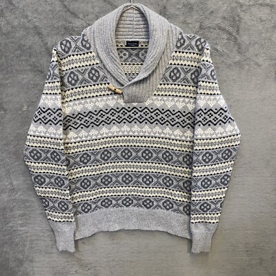 Paul Smith Fair Isle Jumper Soft Wool Angora Blend Shawl Neck Mens 2XL XXL  UK