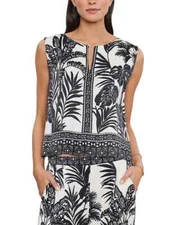 VELVET By Graham & Spencer Neva Sleeveless Palm Print Top Black S $159 H12