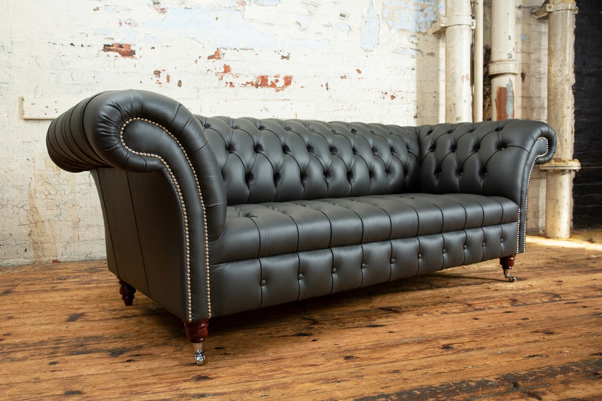 Chesterfield genuine leather sofa outlet