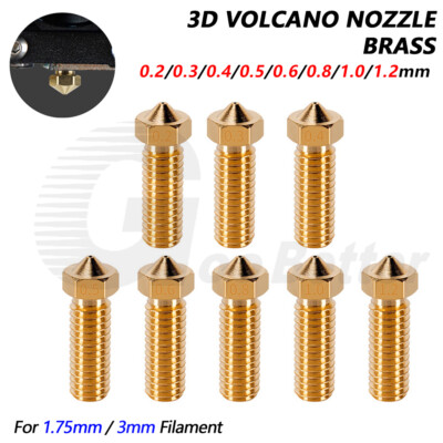 Messing Volcano Düse Extruder Nozzle 0,2mm-1,2mm 3D Drucker V6 Hotend M6 1,75mm
