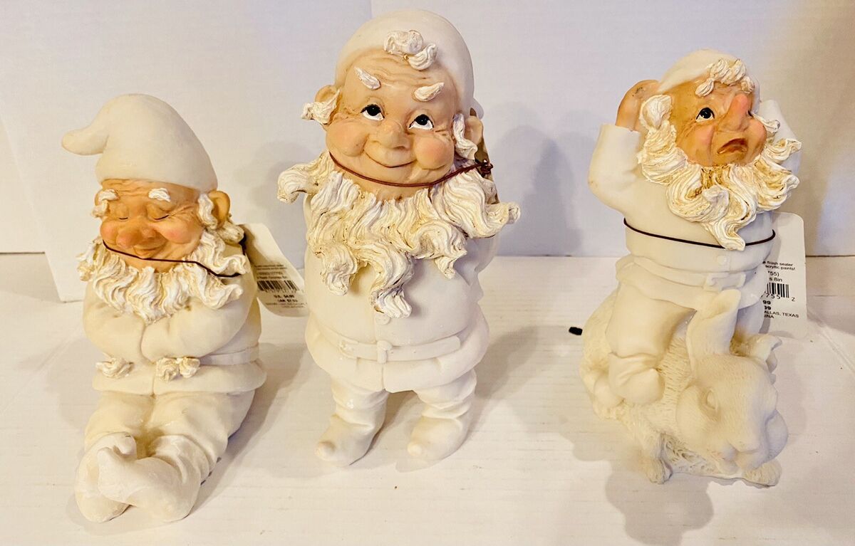 3 Piece Lot NWT Finish It Unfinished Resin Gnome Figurines Statue Paintable