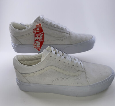 Vans Old Skool Platform Deboss  Shoes Women's 10/ Men's 8.5 Marshmallow White