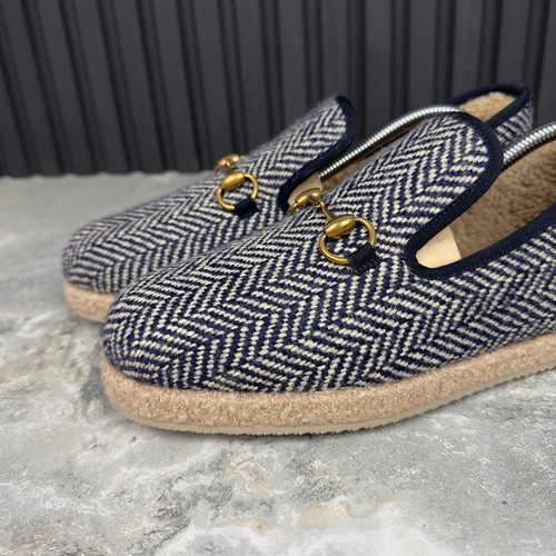 Mocassino espadrillas Gucci Fria Horsebit lana blu navy pelliccia 7 G 7,5 US 41 EUR nuovo con etichette - Foto 11 di 24