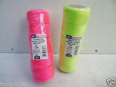 2 X 250' SPULEN VON MARSHALLTOWN HOHE SICHTBARKEIT NYLONBAUER ZIEGELLINIE M631 M632