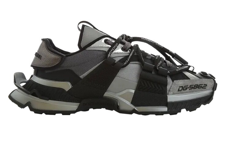 Dolce Gabbana Grey/Black Mesh and Suede Space Sneakers Uk EU42 RRP £795  XD24