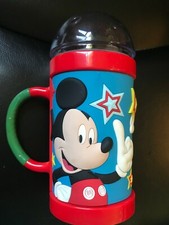 Disney Mickey Mouse Red with Stars Plastic Cup w/ Clear Lid w/ Straw Hole