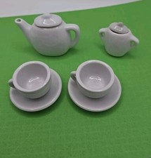 White Porcelain doll dishes, Miniature tea set-no Creamer