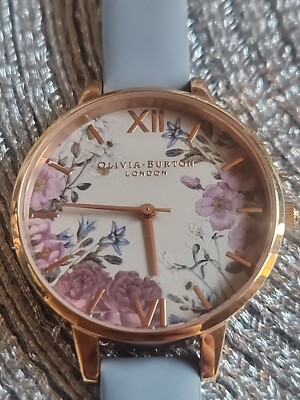 Olivia Burton British Blooms Chalk Blue Leather Strap Watch  display picture 3