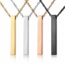 Engraving Personalized Square Bar Custom Name Necklace Stainless Steel Pendant