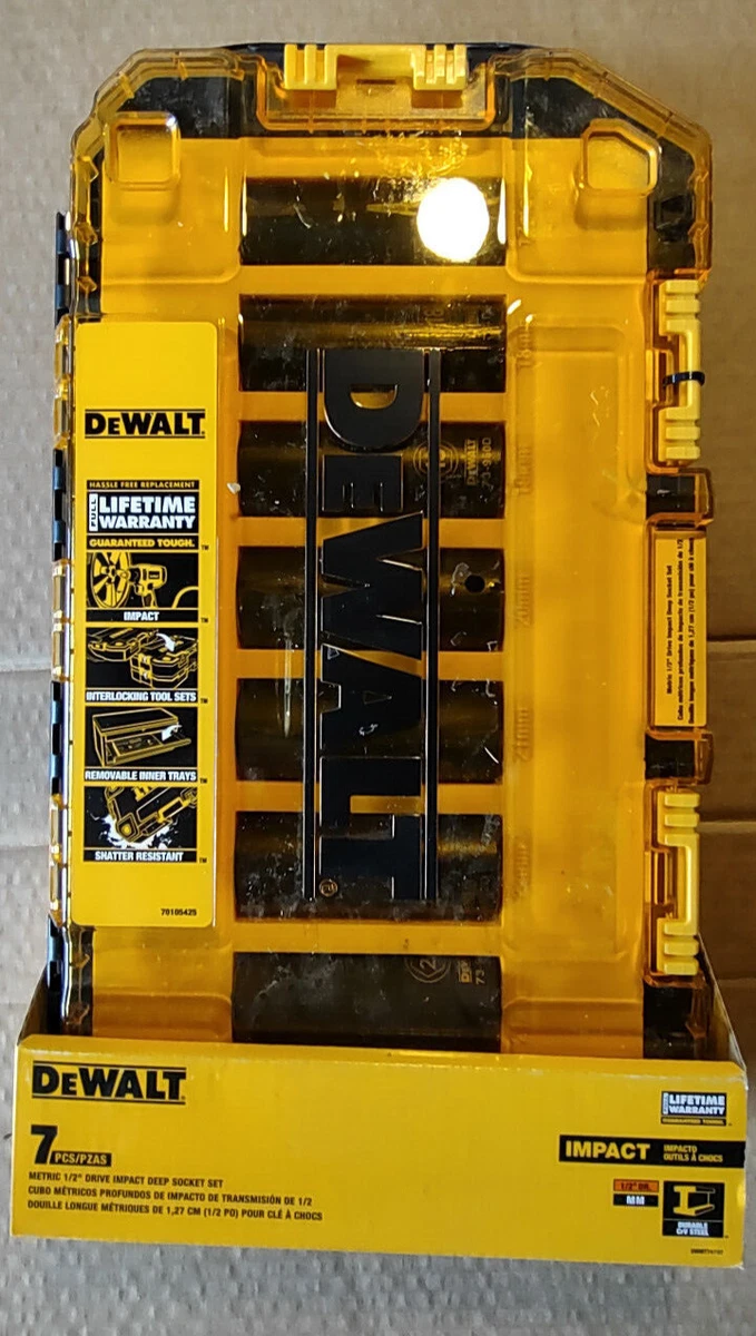 DEWALT DWMT74736 7 Piece 1/2 Drive Deep Impact Socket Set