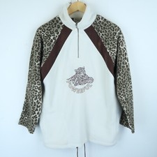 Vintage Womens 90's Wildlife Embroidered Fleece Zip Jacket Sz M (g9188)