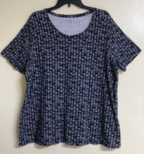 Women's Catherines Pullover Top Size 0X 14/16W Short Sleeve Round Neck Chevron