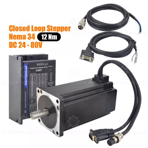 STEPPERONLINE Nema 34 12Nm Closed Loop Stepper Hybrid Servo Motor Driver Kit