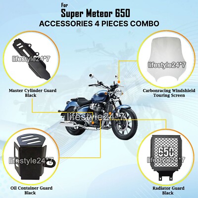 4 Pcs Accessories Combo Pack CP-26 For Royal Enfield Super Meteor 650