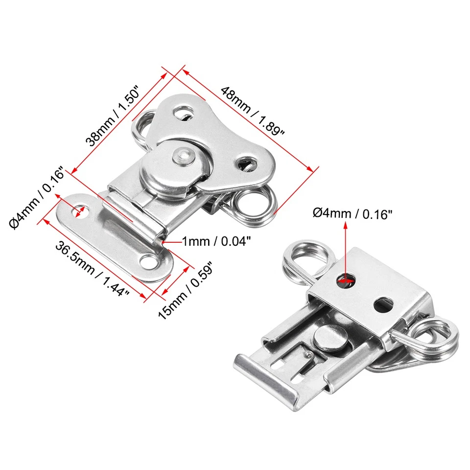 1.89" SUS304 Stainless Steel Spring Loaded Butterfly Twist Latch Keeper - 2 Pcs Foto 2 de 4