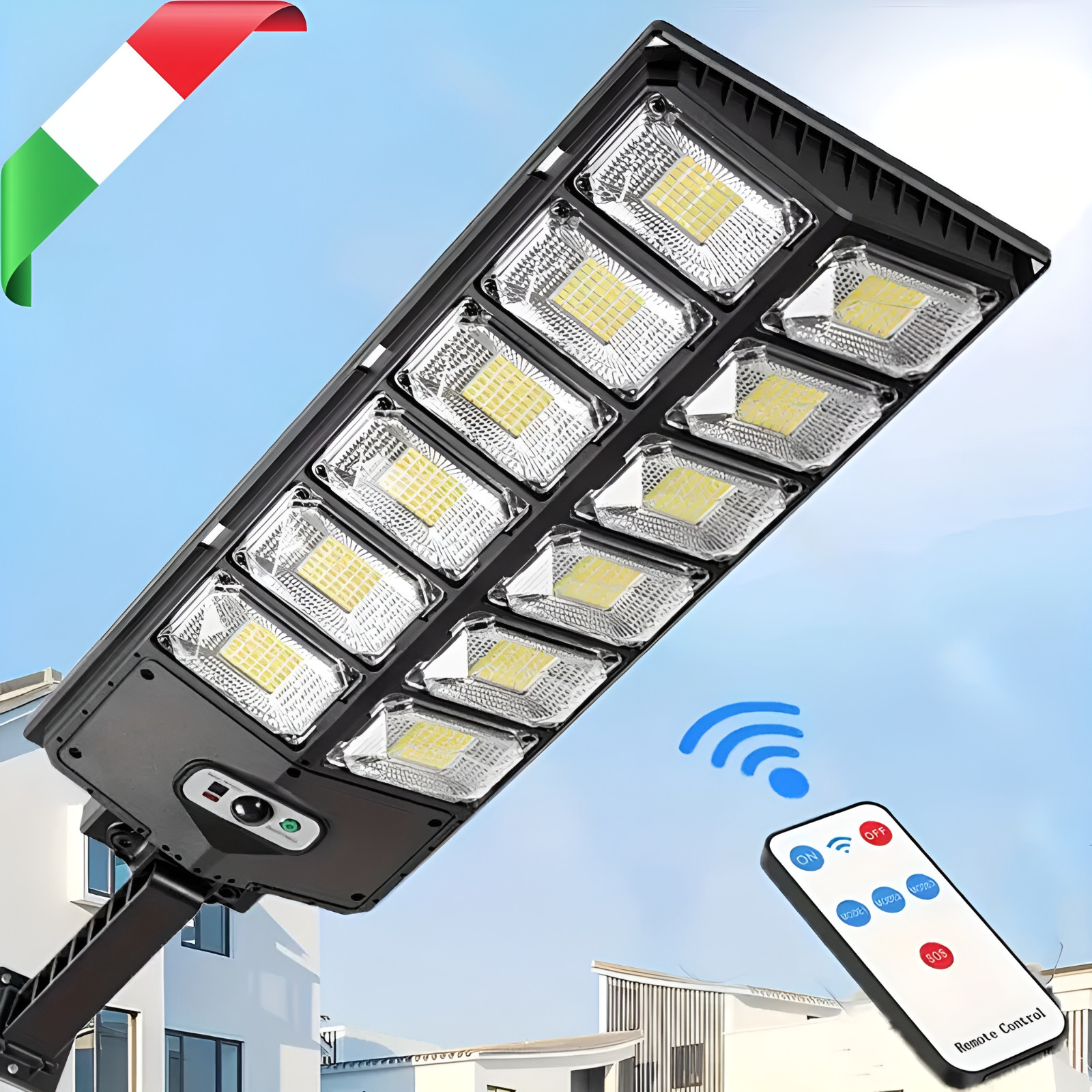 Lampione Stradale 504 LED Faro Con Pannello Solare 1500 W Telecomando Con Staffa