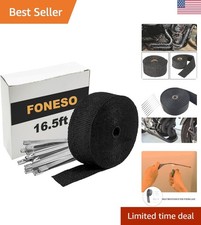 Black Exhaust Heat Wrap, 2'' x 16.5' Exhaust Header Wrap Tape 16.5ft