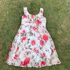 Connected Apparel sz 16W lined sleeveless floral dress fit n flare empire waist