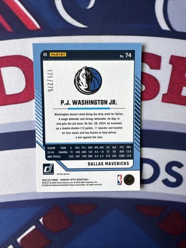 🏀 2024-25 Donruss Optic P.J. Washington JR. #74 Pink Glitter Prizm /275 - Bild 2 von 2