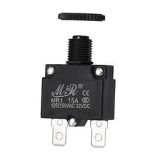 Thermal Circuit Breaker, 125/250V AC 32V DC Push Button Manual Reset 15Amp