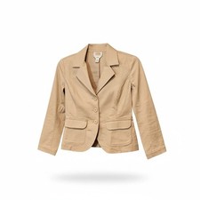Talbots Size 4 Beige Stretch Petite Blazer Long Sleeves Patch Pockets