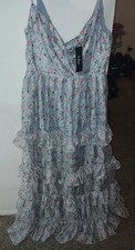 NEW Lulus Perfectly Charismatic Floral Tiered Ruffled Maxi Dress  LG