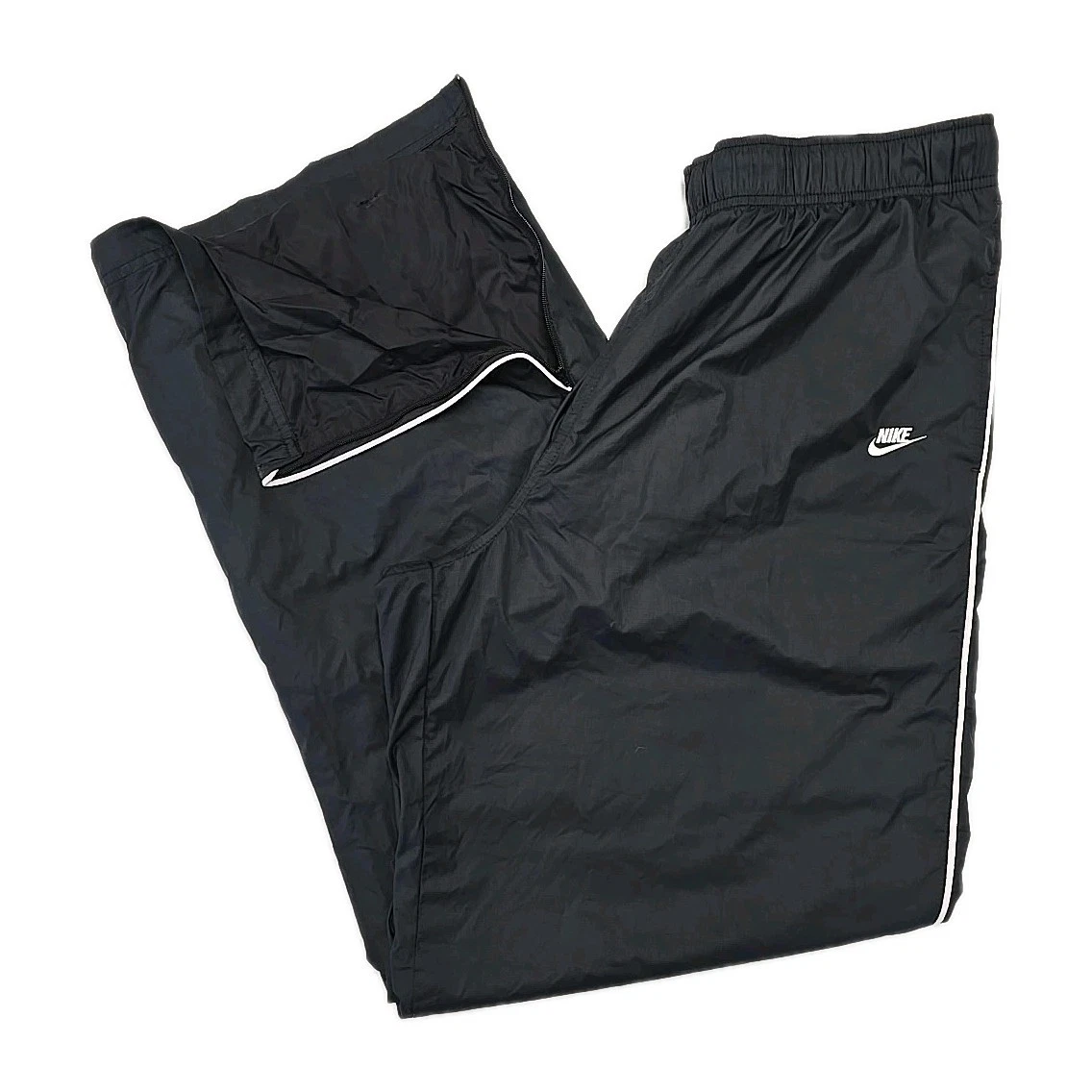 Vintage Nike Track Pants XL Black Zipper Low Leg 90's Gray Tag Old School