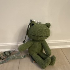 Green Plush Frog Kids Backpack with Adjustable Strap and Zipper Closure