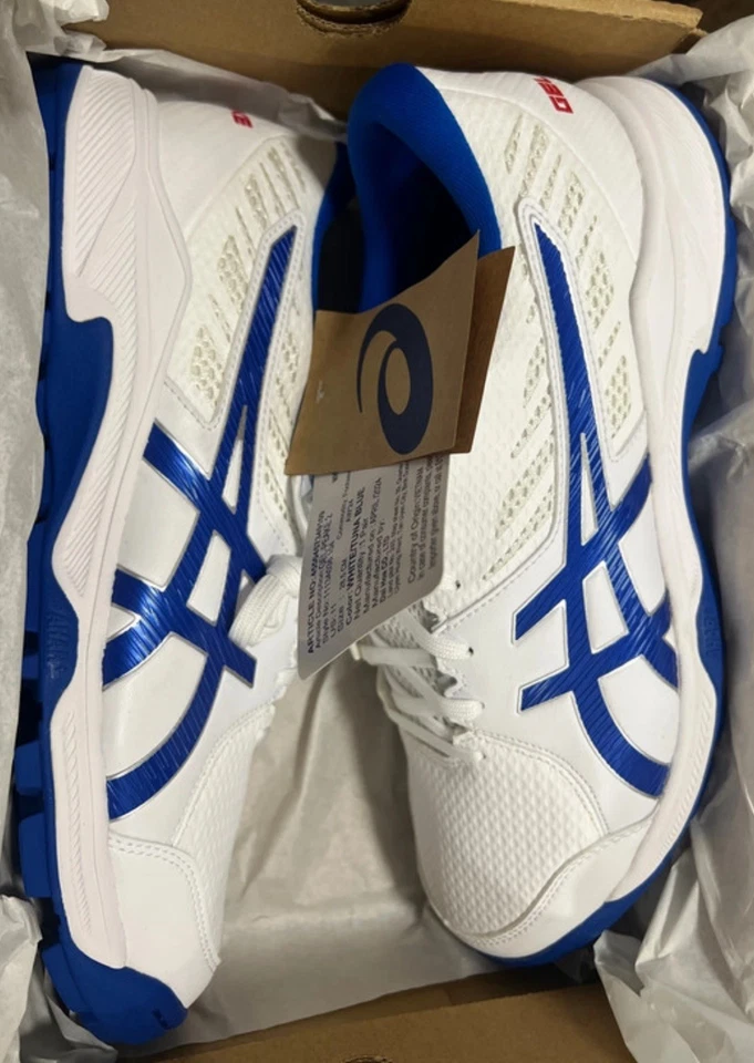 ASICS Cricket Shoes studs Gel Peake 2, Rubber Sole Astro, White/Tuna Blue - Image 2 of 4