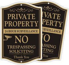 Large Private Property No Trespassing Sign, 2-Pack 12" X 18" No Soliciting 24 Ho
