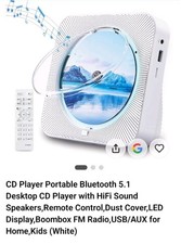 CD Player Portable Bluetooth 5.1 Desktop CD Player with HiFi Sound Speakers