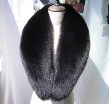 100 Real fox fur collar neck wrap /scarf black unisex jacket collar 100 17cm