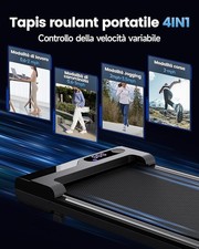Zeporix Tapis Roulant Elettrico -Tapis Roulant Salvaspazio, Tapirulan Da Casa Mini Walking Pad Portatile Per Camminata E Corsa Con 4 Modalità Di Velocità, Telecomando E Display Led - 5